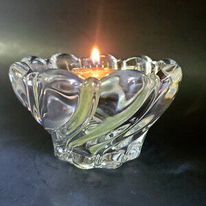 Mikasa Peppermint Clear Swirl Glass Votive Candle Holder/ Bowl Nuts Mints Candy
